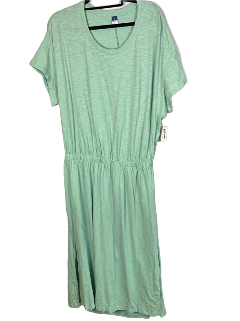 Old Navy 3X Green Short Sleeve Elastic Waist Maxi Short Sleeve T-shirt Dress